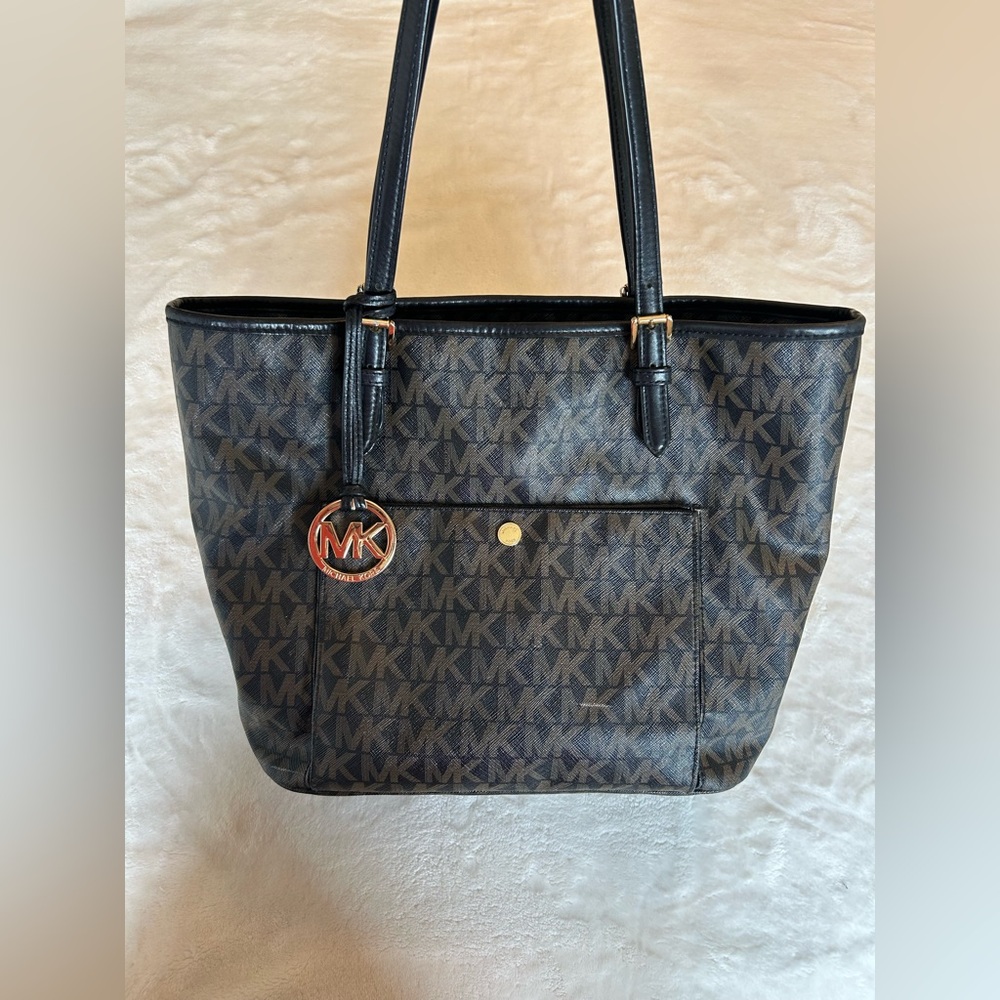 Michael Kors Black and Brown Tote Bag